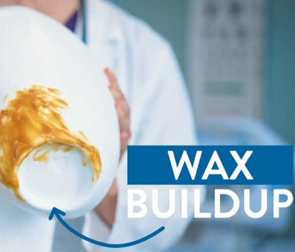 Image demonstrating wax buildup on a surface, highlighting the issue for educational purposes.