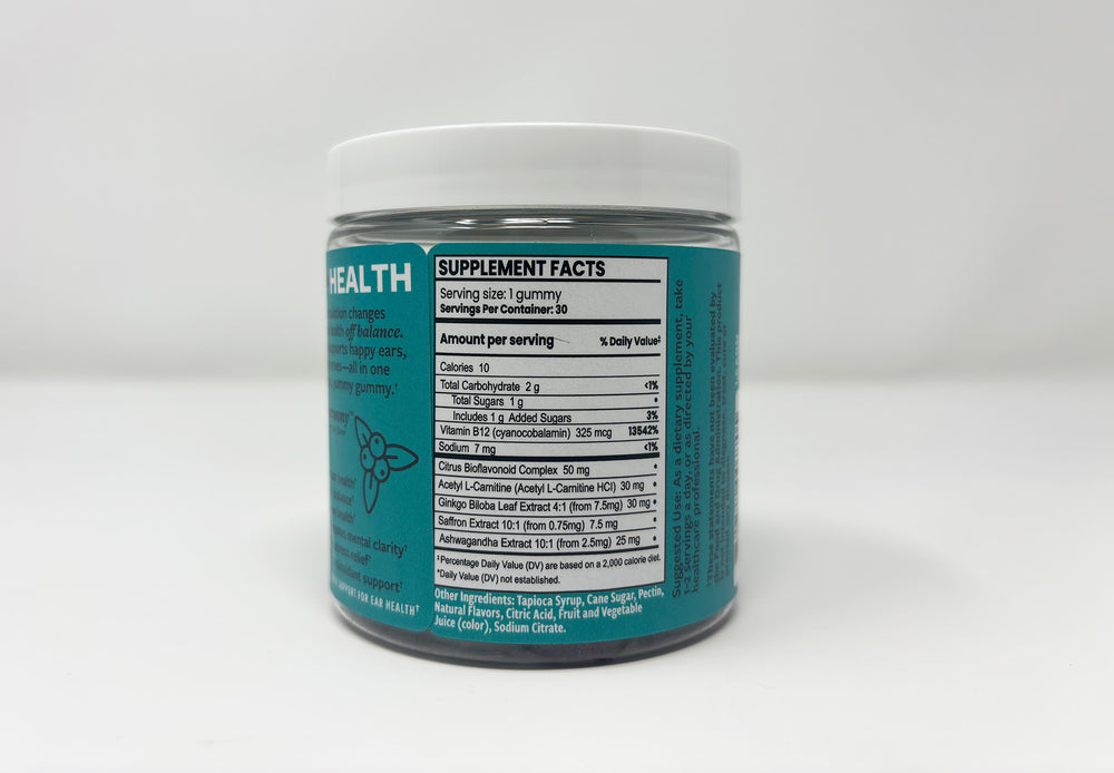 eosera ear+ Health Supplement, Saffron & Ginkgo Biloba, Gummies, 30ct
