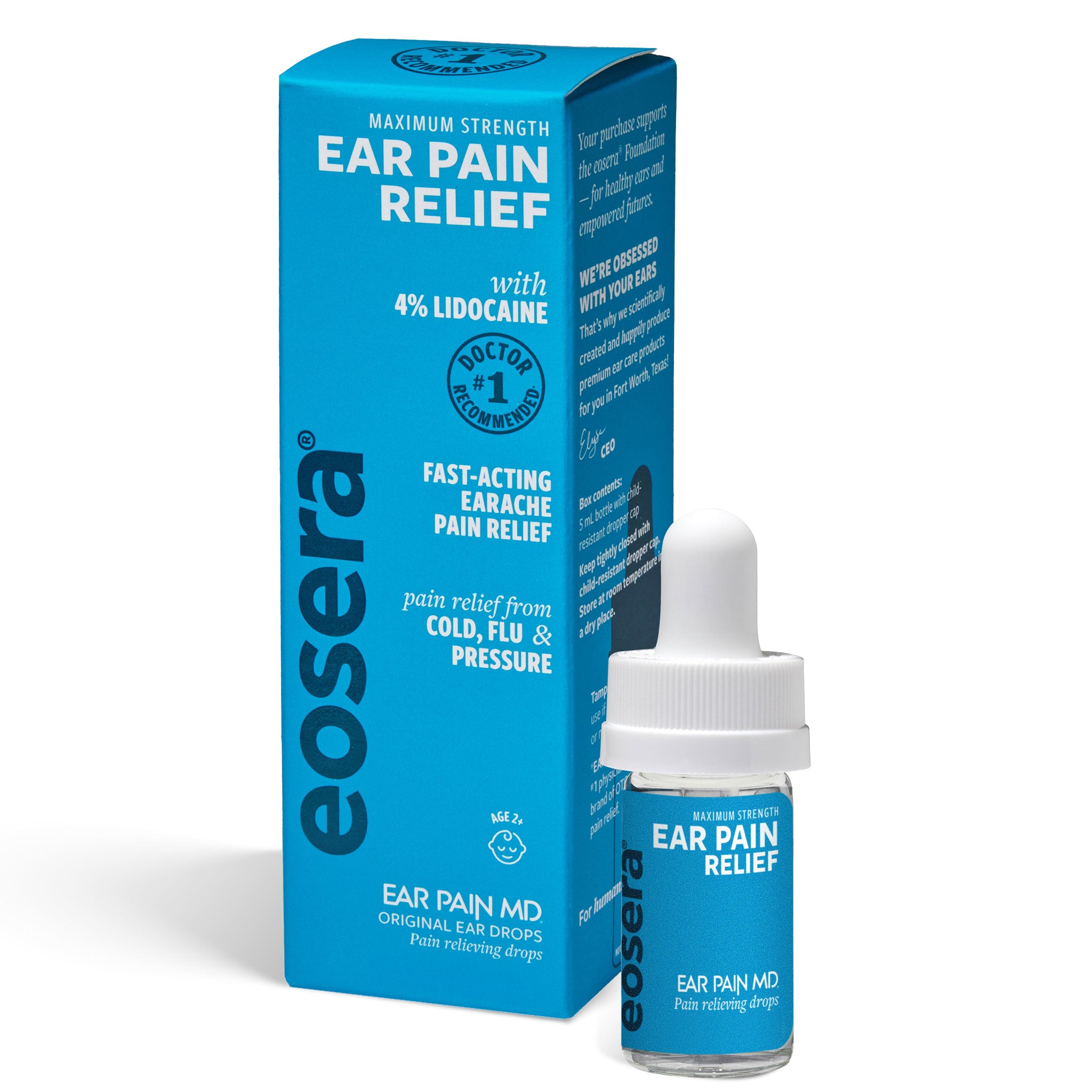 EAR PAIN MD earache relief blue carton with dropper bottle; 5 mL