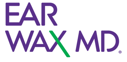 Logo of Ear Wax MD, a professional ear wax removal service, featuring stylized text in purple and green.